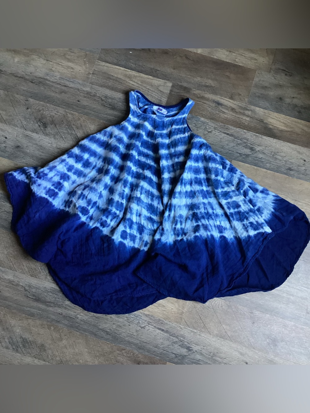 INDI Blue Tie-Dye Flowy Tank Dress